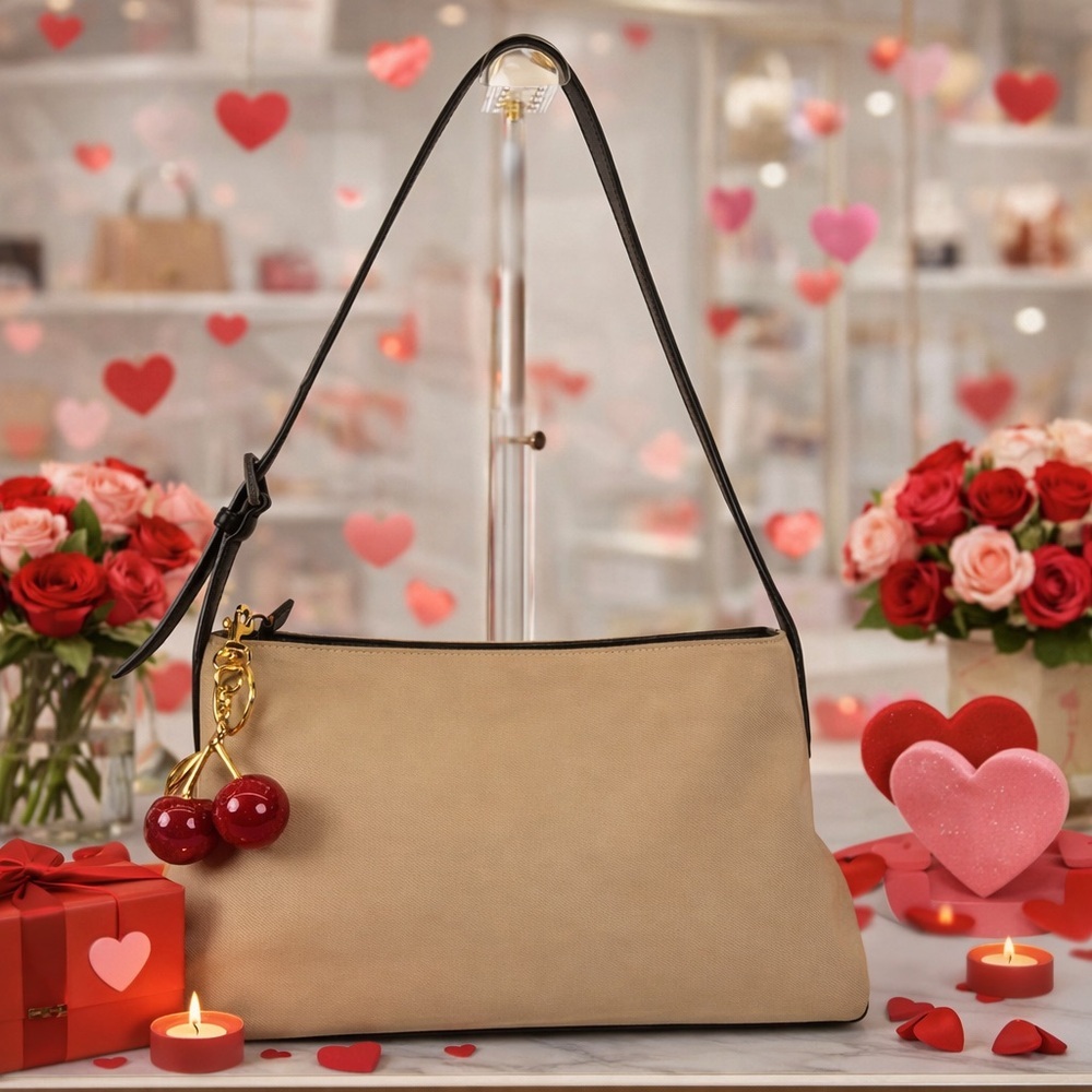 Coach 7406β Vintage Rare Khaki Twill Leather Trim Hand Shoulder Bag